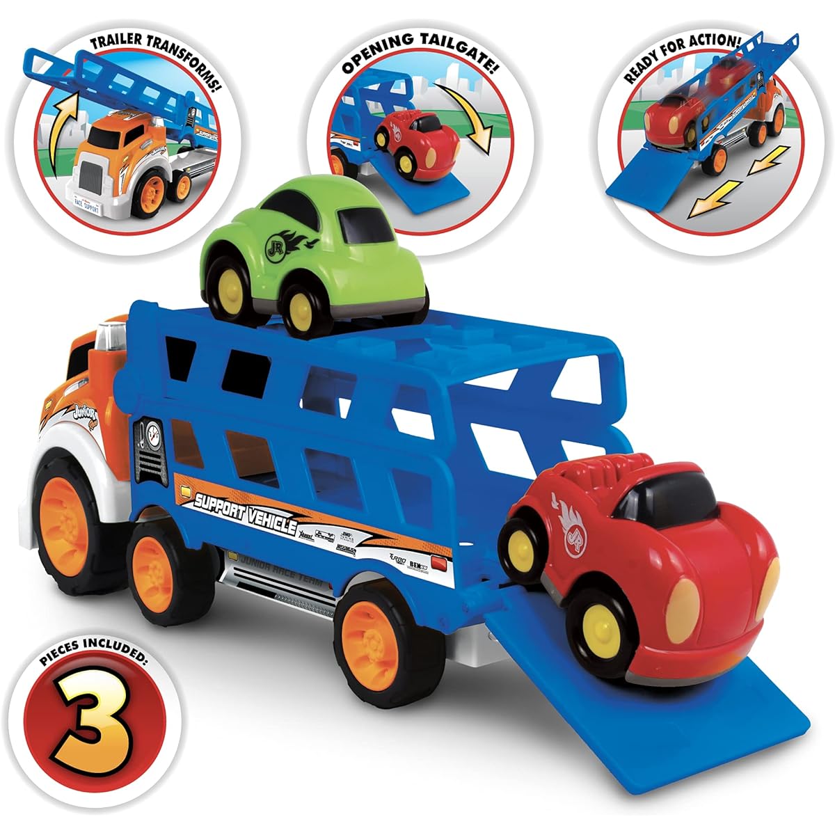 Junior Racer Freewheel 2-in-1 Slide Transporter with 2 Cars