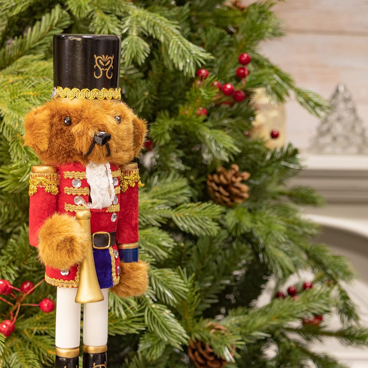 KI Store Nutcracker Bear 14 Inch Christmas Bear Soldier Nutcracker Figure Decoration
