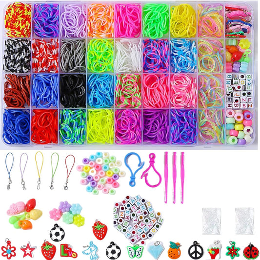 2200+ Rubber Band Bracelet Kit, Loom Bracelet Making Kit for Kids, Rubber Band Refill Loom Set, Loom Band Kit, Friendship Bracelets, Creativity for Girls, Birthday Gift Kit