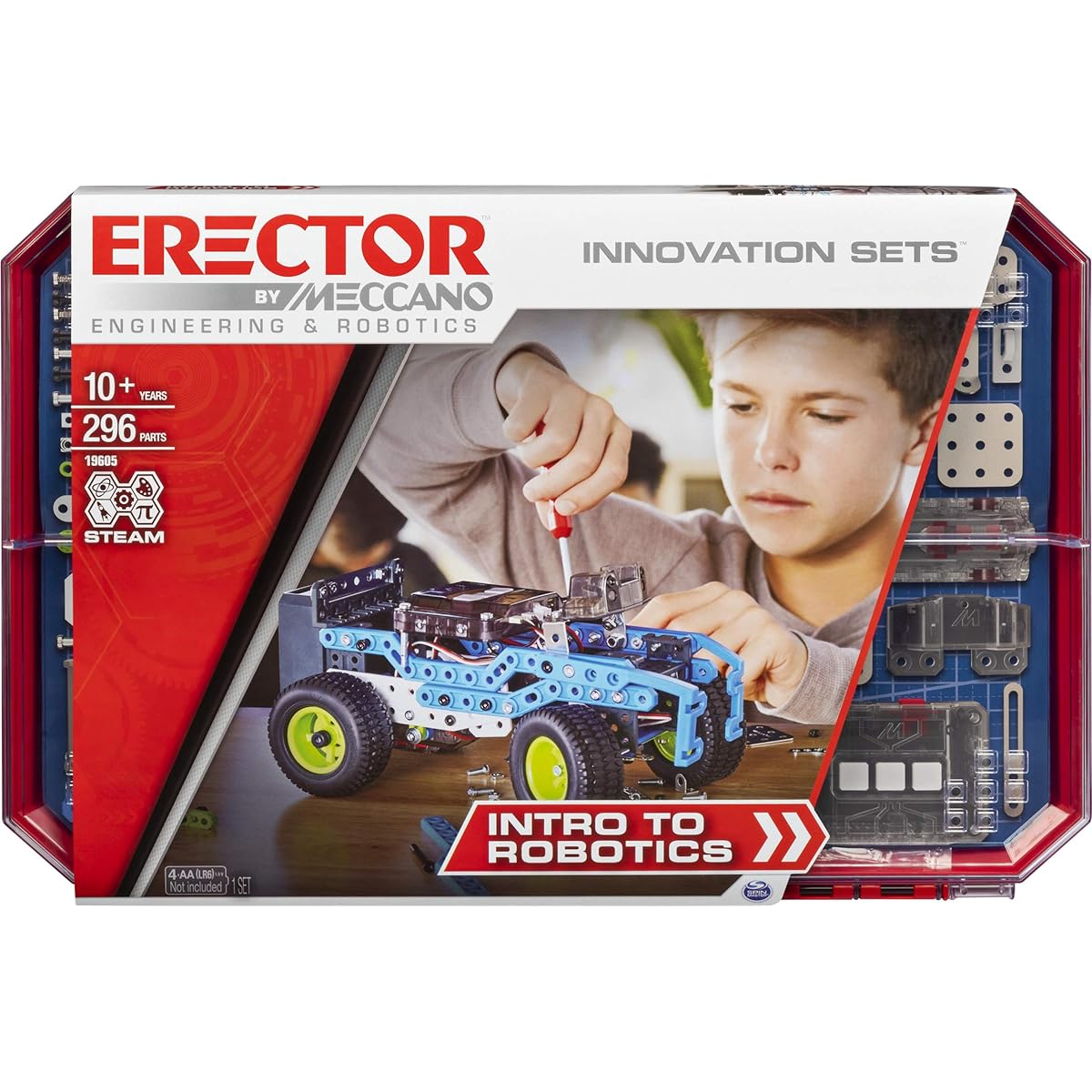 Meccano Erector Robotics Innovation Introduction Set S.T.E.A.M. Assembly Kit with Sensors and Real Motors