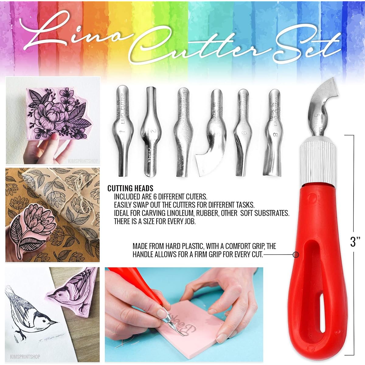 Rubber Block Stamp Carving Block Stamp Making Kit with Cutter Tool 12 Pack Carving Rubber Stamp for Printing and More
