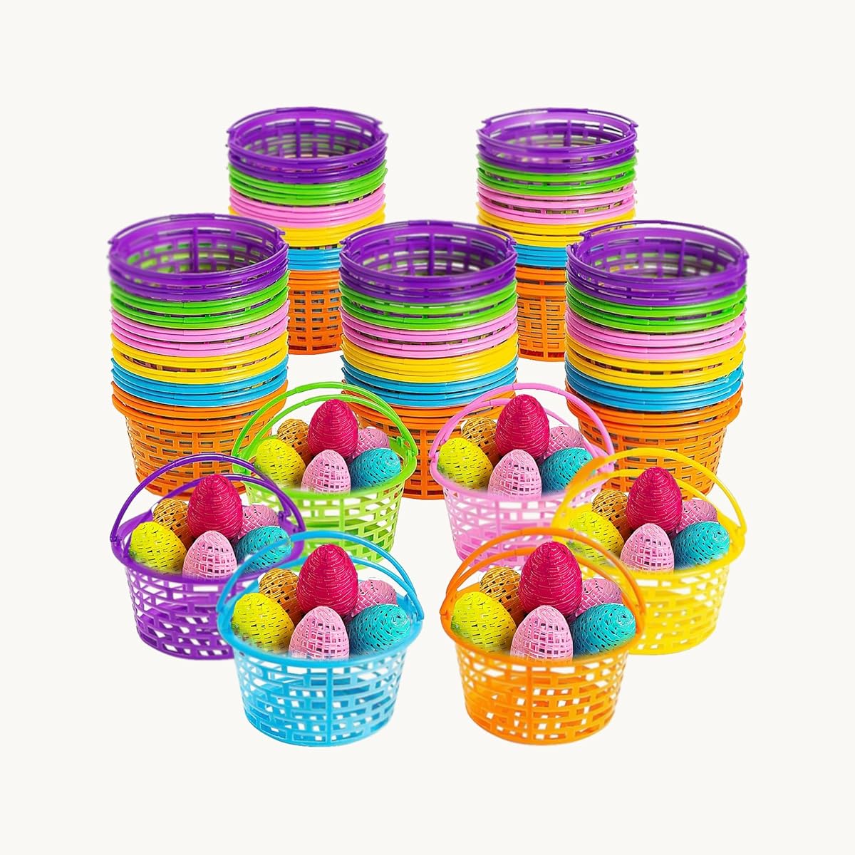 Bulk Plastic Easter Baskets (72pcs) Easter Party Supplies