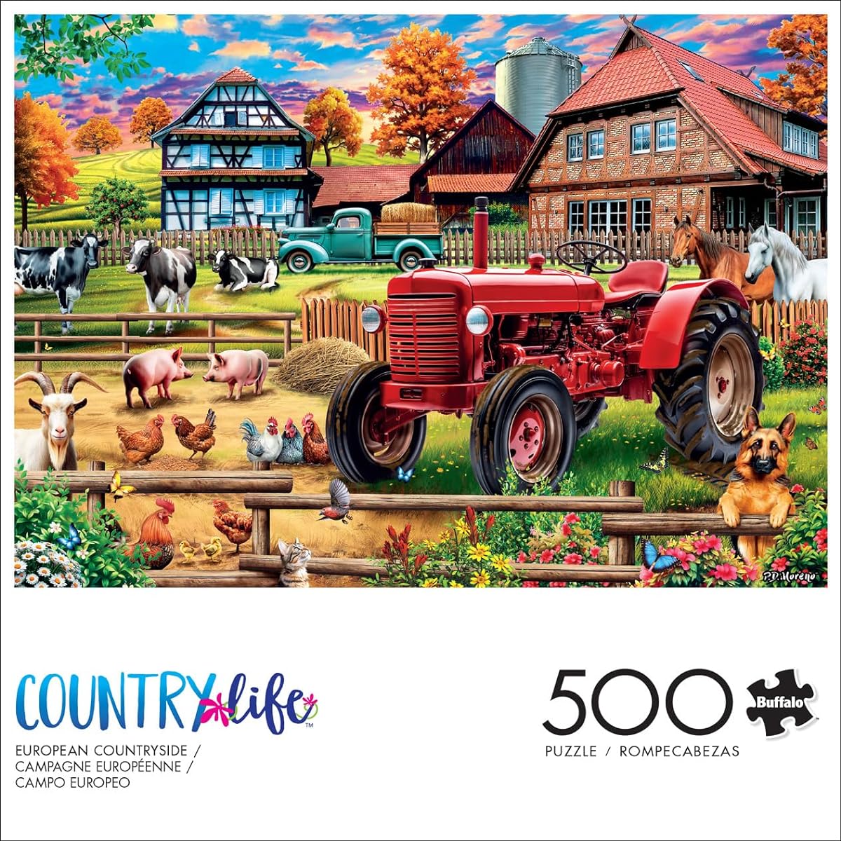 Buffalo Games - Country Life - European Countryside - 500 Piece Jigsaw Puzzle for Adults, Challenging Puzzle, Perfect for Game Night - Finished Size 21.25 x 15.00