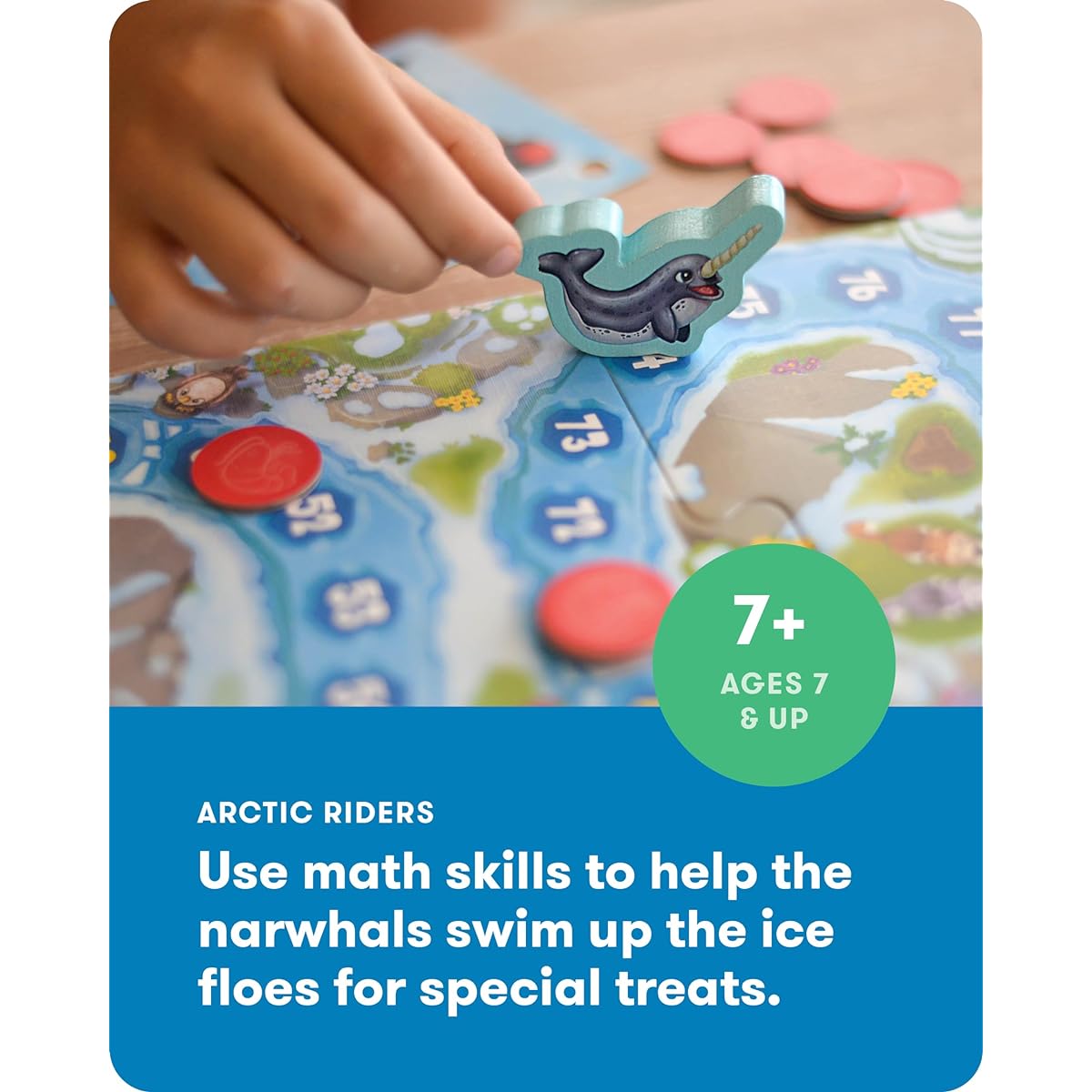 SimplyFun Arctic Riders - Educational & Fun Math Games for Kids - Practice Your Addition & Subtraction Skills - 2 to 4 Players, for Kids 7 & Up