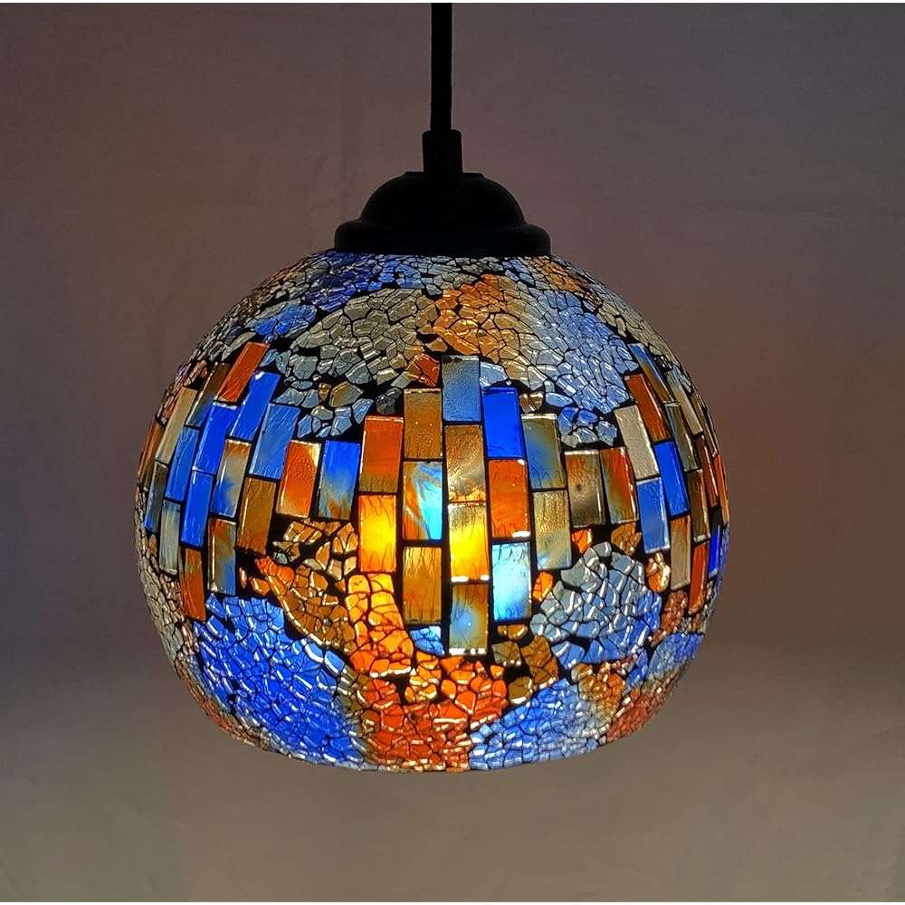 Ishiguro Mosaic Pendant Light L Klimt Blue φ185×140mm (cord length approx. 70cm)