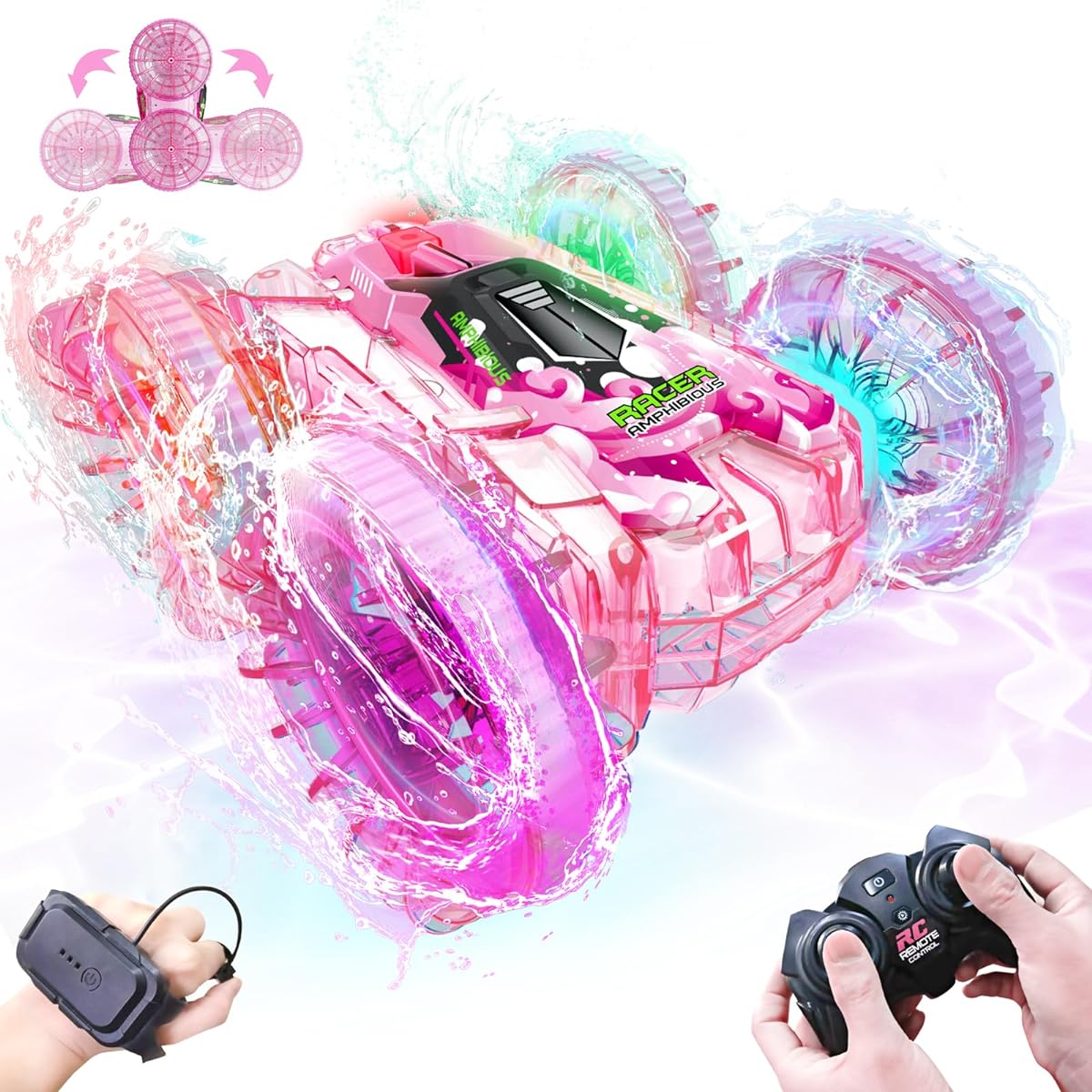 LECPOP Amphibious Remote Control Car for Children Pink