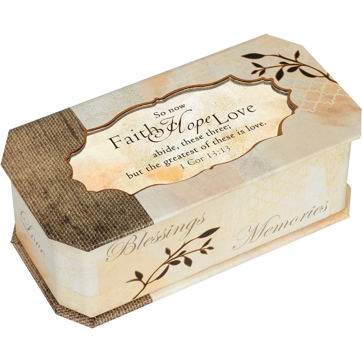 Faith Hope Greatest Is Love Tree Branch Jewelry Music Box Plays Amazing Grace