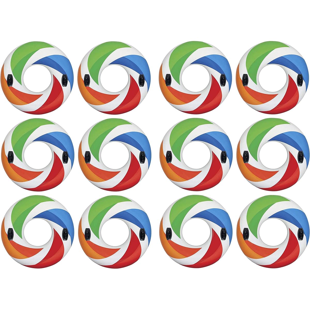 Intex Inflatable 47" Color Whirl Tube Swimming Pool Rafts with Handles (12 Pack)