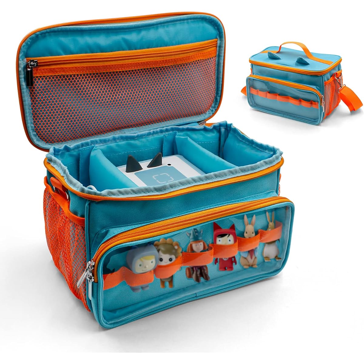 Carrying Case for Toniebox Starter Set - Portable Bag for Toniebox Audio Player, Tonie Figures Characters, Headphones and Charger, Storage Bag with Shoulder Strap and Handlebar, Cute Design
