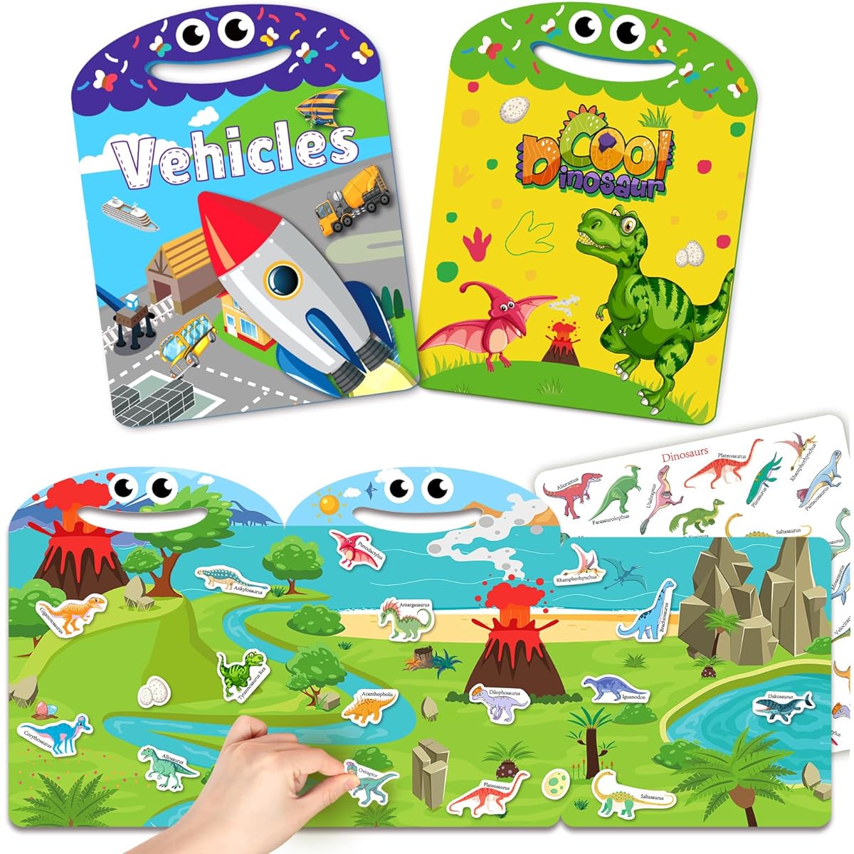Siyaluens Reusable Sticker Book for Toddlers 1-3 Jelly Stickers Set of 2 Quiet Busy Book Toddler Travel Toys Car Activities Kids Airplane Travel Road Trip Essentials