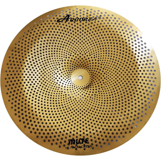 Arborea Mute Cymbal Low Volume Cymbal Golden Splash Crash Mute Cymbal for Practice (18 Inch China)