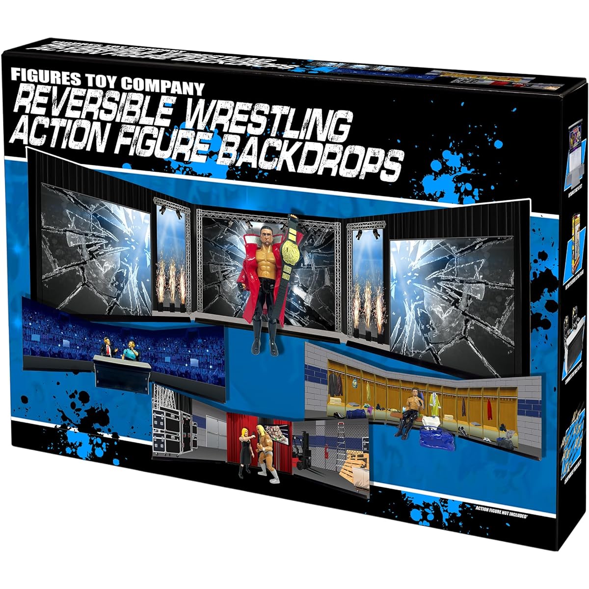 Figures Toy Company Reversible Wrestling Action Figure Backdrop Diorama for WWE Wrestling Action Figures