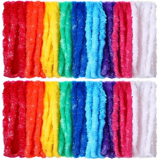 180pcs Plastic Leis Assorted Colorful Vibrant Flower Leis Necklace Floral Hawaiian Leis Hawaii Luau Tropical Birthday Baby Shower Party Favors Decorations Assorted Colors 36"