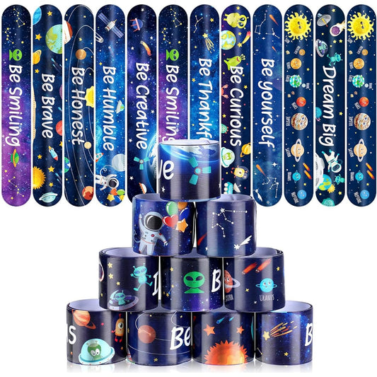40 Pieces Space Party Decorations Slap Bracelets Space Snap Bracelets Space Toys Planet Design Galaxy Party Supplies Social Media Inspirational Quotes Grill Boys Fans Birthday Party 10 Styles