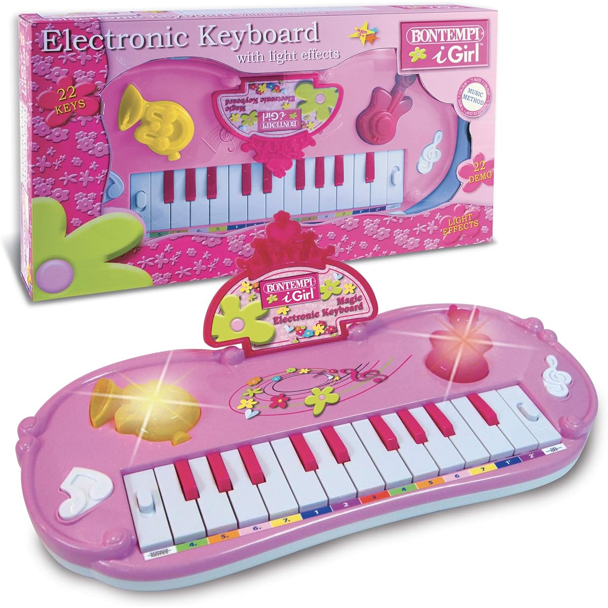 Bontempi Toy Electronic Keyboard (Magic Light Keyboard - Pink)