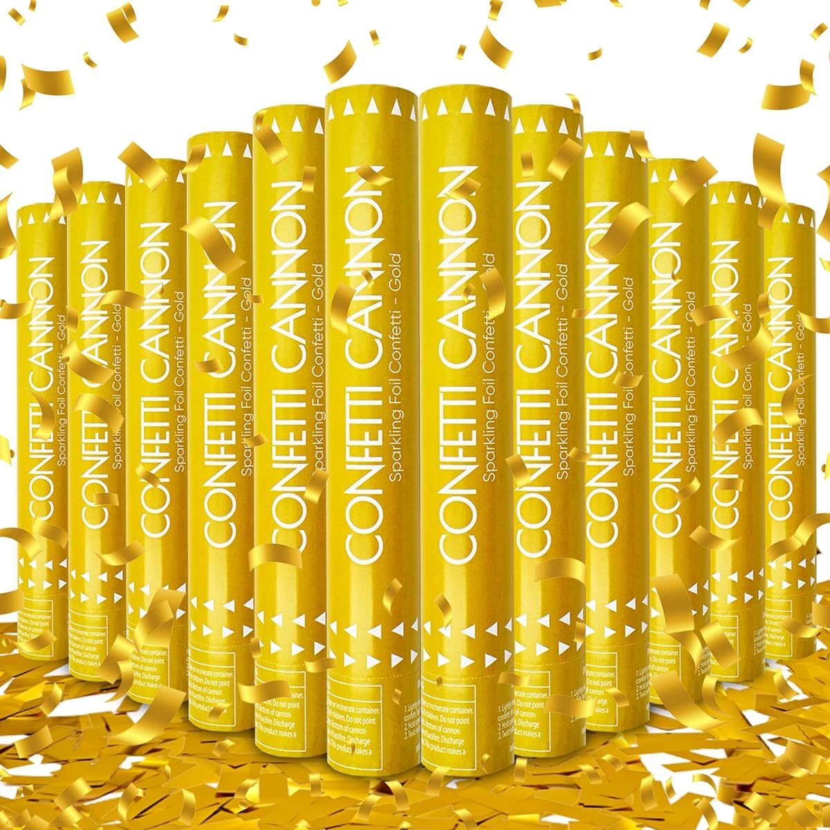 Confetti Cannon 12 Pack Gold Confetti Biodegradable Party Popper Confetti Shooter Confetti Cannon Bulk for Wedding Birthday Graduation Gifts (12 Inch)