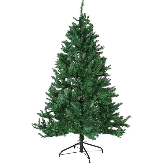 Sunnydaze 5ft No Lights Artificial Christmas Tree with Hinges - Faux Tannenbaum Tree with Metal Stand - Indoor Holiday Decorations - Easy Assembly 2 Piece Set - Green