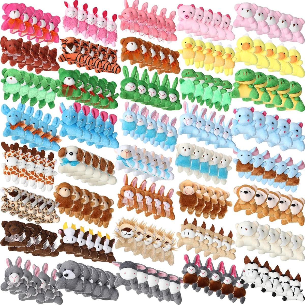 HyDren Mini Plush Toys 200 Pieces Bulk Small Stuffed Animals Set Claw Machine Filler Toys Small Creatures Keychains Boys Girls Carnival Prizes Student Classroom Rewards Gift Bag Fillers Party Favors