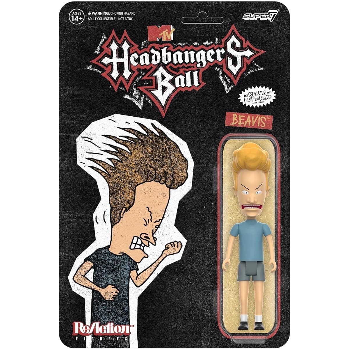 SUPER7 Beavis and Butthead Headbangers Ball Beavis Reaction Figure 3.75 inch