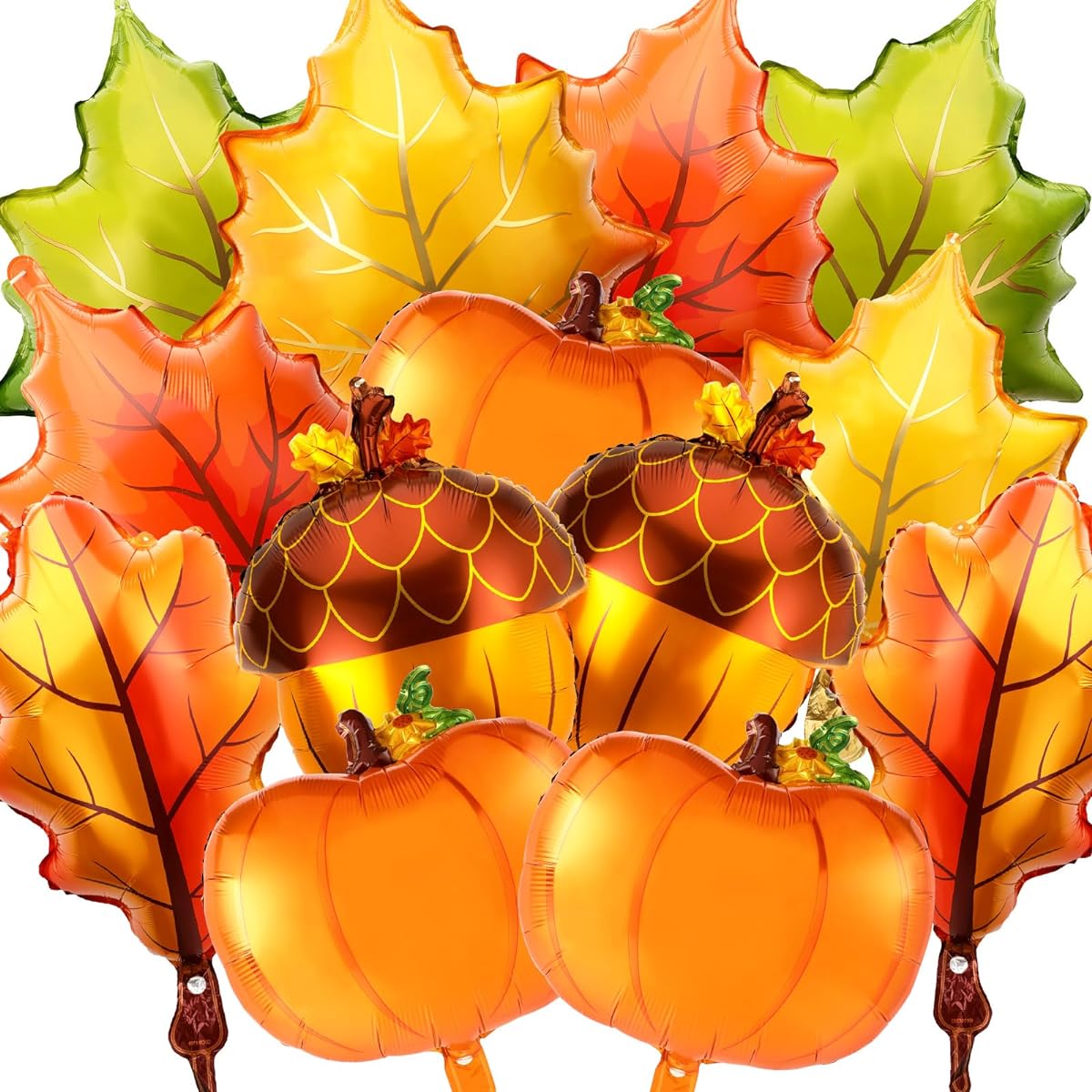 FEBSNOW Fall Thanksgiving Foil Balloon Decorations, 30pcs Large Pumpkin Maple Leaf Pine Balloon Garland for Fall Thanksgiving Baby Shower Birthday Party Decorations