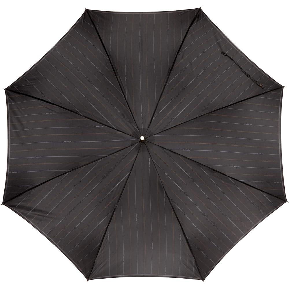 [Moonbat] Men's Long Umbrella Mila Schon Twill Print Striped Men's Umbrella Windproof Umbrella Long Umbrella Jump Umbrella Men's Black Rib Length: Approx. 65cm