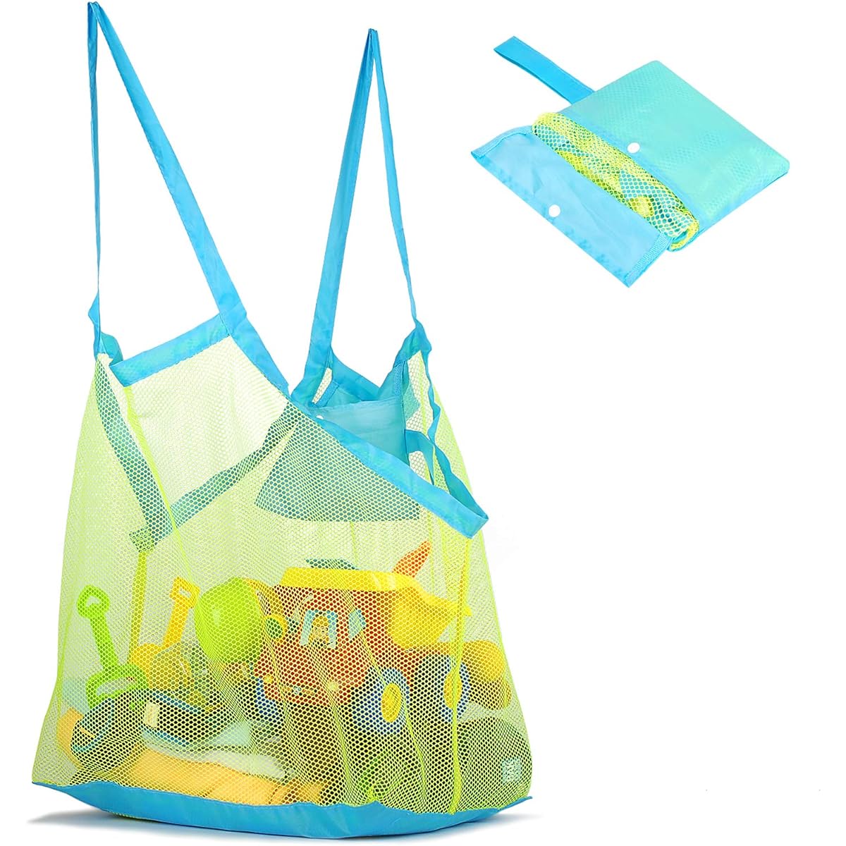 Mesh Beach Bag and Tote Sand Toy Beach Net XL (Blue)