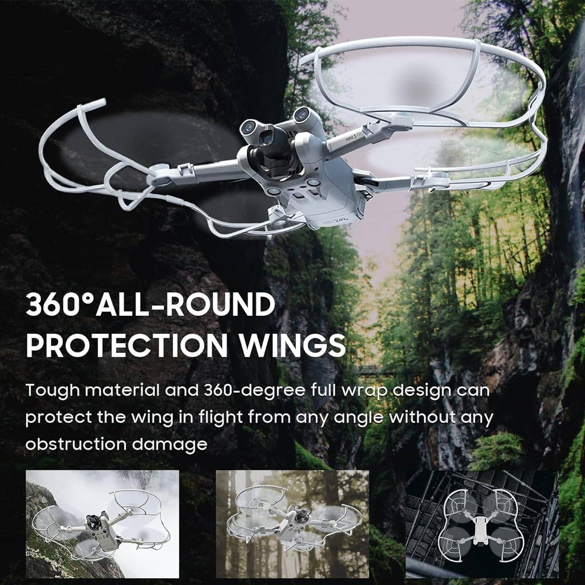 Mini 3 Pro Accessories Set, 7 in 1 Accessories Kit Propeller Holder Strap Propeller Guard HD Glass Protector Lanyard Neck Strap Landing Gear Landing Pad Dust Cloth for DJI Mini 3 Pro Accessories