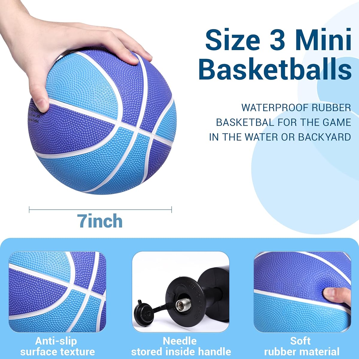 Fastes Swimming Pool Basketball with Pump (2 Pack) Inflatable Mini Pool Basketball Ball Portable Outdoor Small Water Basketball for Pool Hoop Waterproof Basketball Game for Kids Adults Family