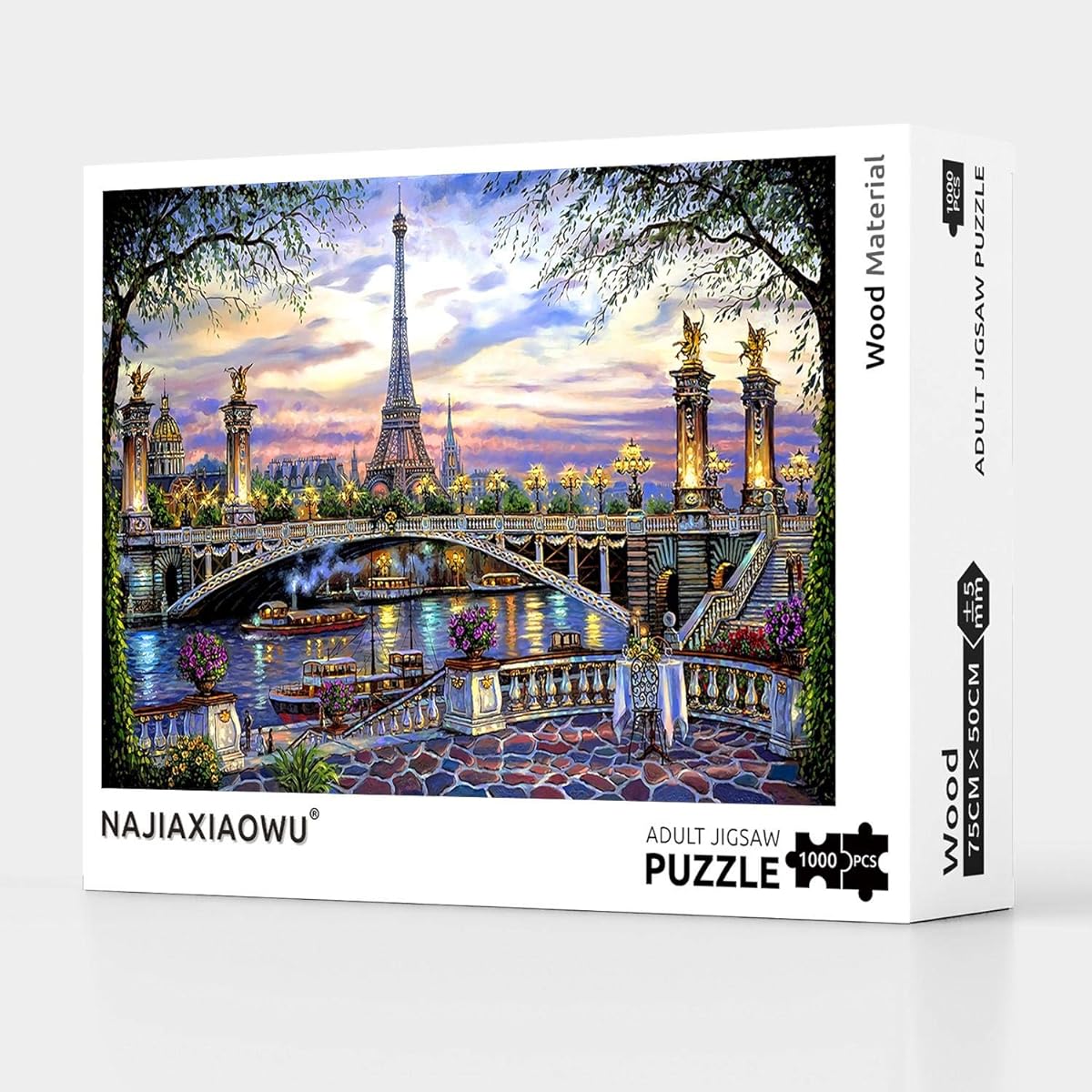 1000 Piece Classic Jigsaw Puzzle for Adults Kids Puzzle Landscape Bridge Paris Eiffel Tower Modern Home Decor Wall Art Intellectual Game Unique Gift