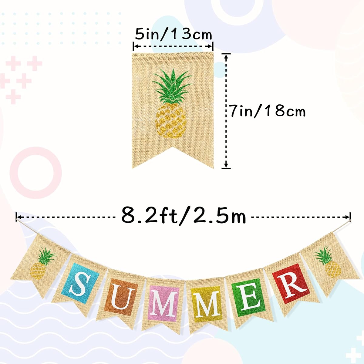 VILIFEVER Burlap Summer Banner Porch Sign, Welcome Summer Decorations for Mantel Fireplace, Hawaiian Tropical Luau Beach Pool Party Decorations Supplies Hello Summer Home Decorations