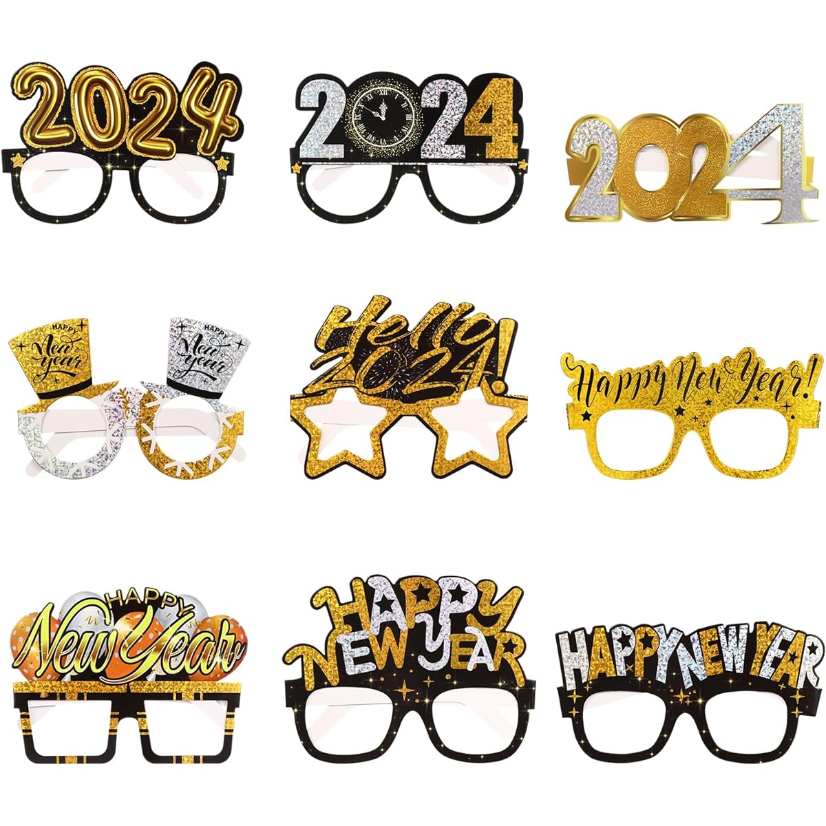 PRETYZOOM 9 Pieces 2023 New Year's Eve Glasses Happy New Year Glasses Party Glasses Glasses 2023 New Year's Eve Decoration