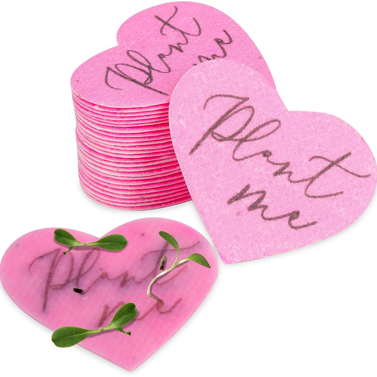 Plant Me Plantable Paper Seed Paper Gifts for Wedding Party Favors Guests Bridal Shower Funeral Memorial Packets Hearts Only (Set of 50)