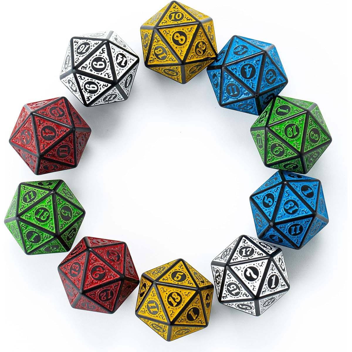 SmartDealsPro 10 Pack 20 Sided Dice D20 Polyhedral Dice for DND RPG MTG Tabletop Games (Color 9)