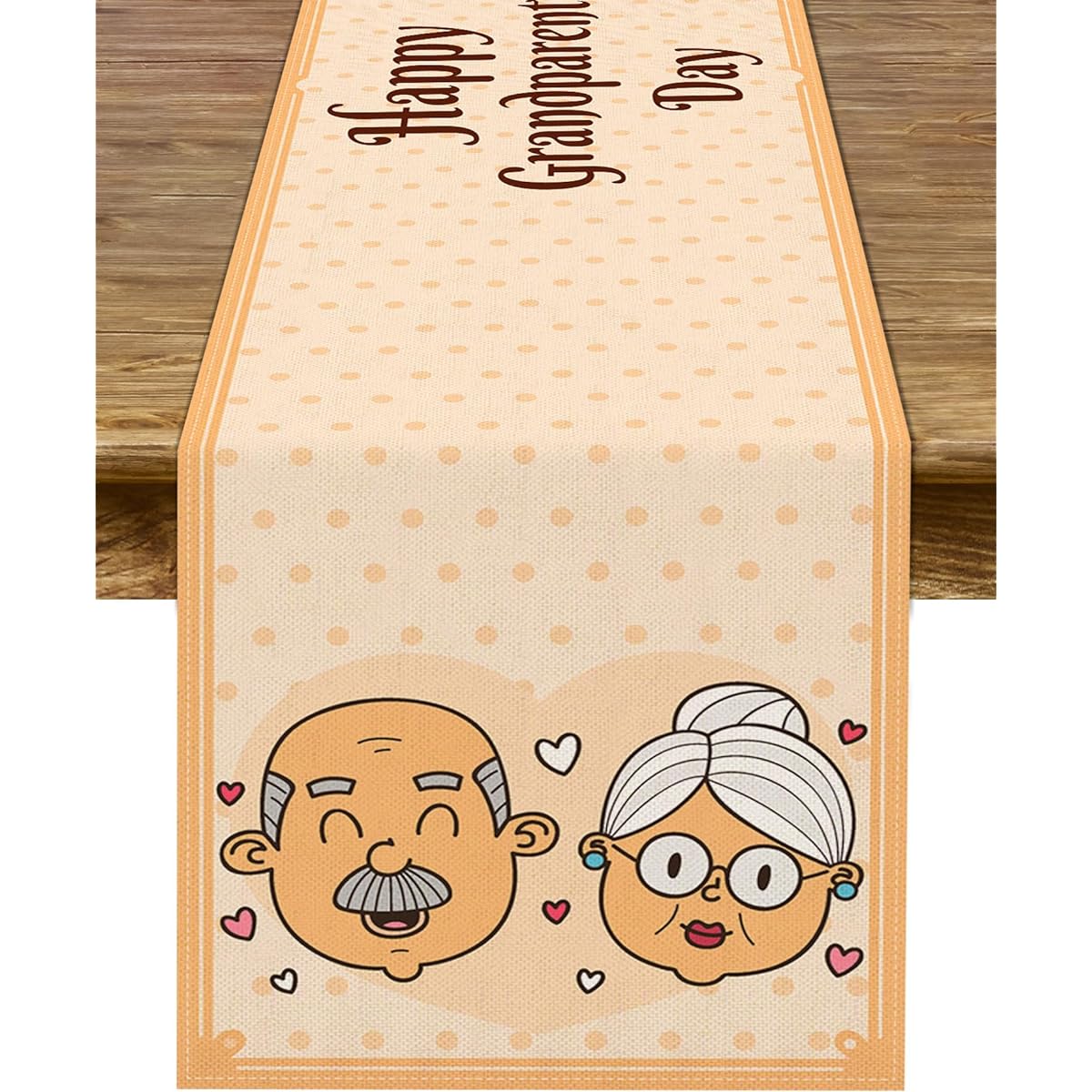 Sunwer Happy Grandparents Day Table Runner for Grandma and Grandpa Party Indoor Outdoor Table Cover Decoration for Home Kitchen Dining Room 13 x 72 Inch