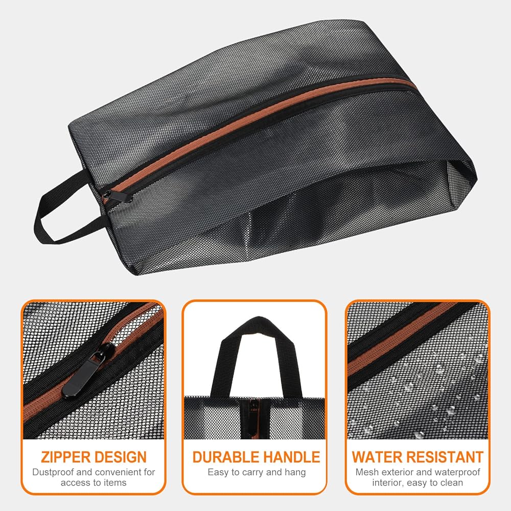 PATIKIL Waterproof Shoe Bag Transparent Travel Storage Bag 5 Pieces Portable Shoes Shoe Organizer with Zipper for Travel Outdoor Black