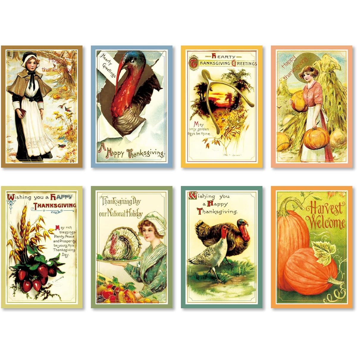 Thanksgiving Vintage Greeting Cards 24 Count Bulk Thanksgiving Cards for Family Thanksgiving Cards with Envelopes Fall Holiday Party Celebration Harvest Happy 4 x 6 Inch
