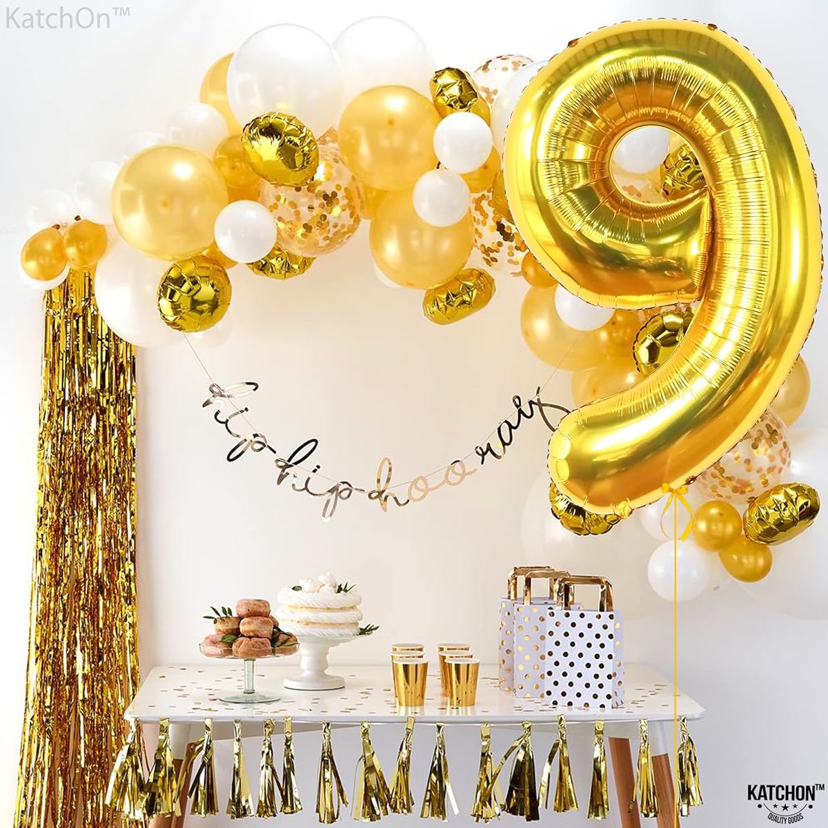 Giant, Gold Number 9 Balloon Foil - 40 Inches | Gold 9 Balloon Number 9th Birthday Decorations | Number 9 Balloon Birthday | 9 on the Cloud Birthday Decorations for Girls
