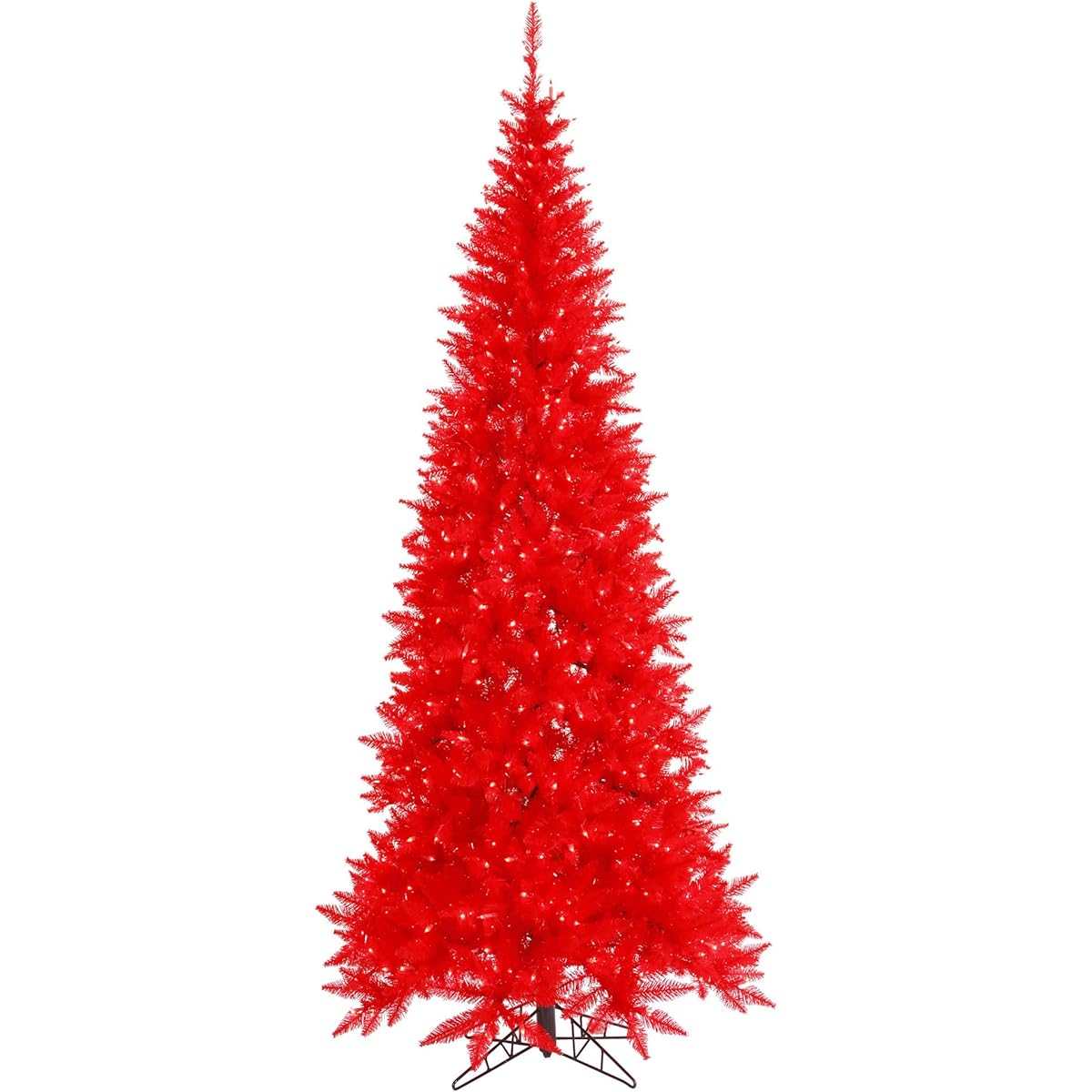 Vickerman 4.5ft Red Fir Slim Artificial Christmas Tree with Red Duralight Lights for Seasonal Indoor Decor