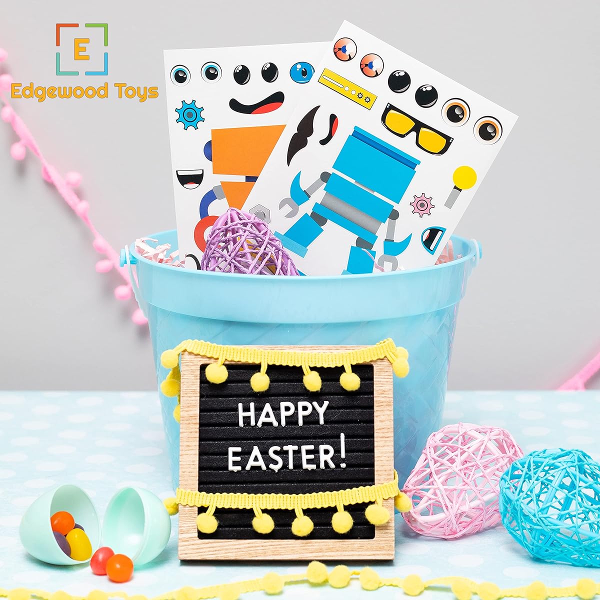 24 Make A Robot Stickers for Kids - Awesome Robot Theme Birthday Party Favors - Fun Craft Projects 3+ - Let Your Kids Be Creative & Design Their Favorite Robot Stickers
