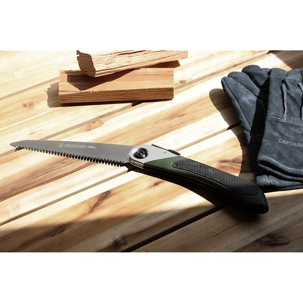 CAPTAIN STAG Saw Folding Saw CS Field Saw Blade Length 180mm with Lock Function Dark Green UM-14