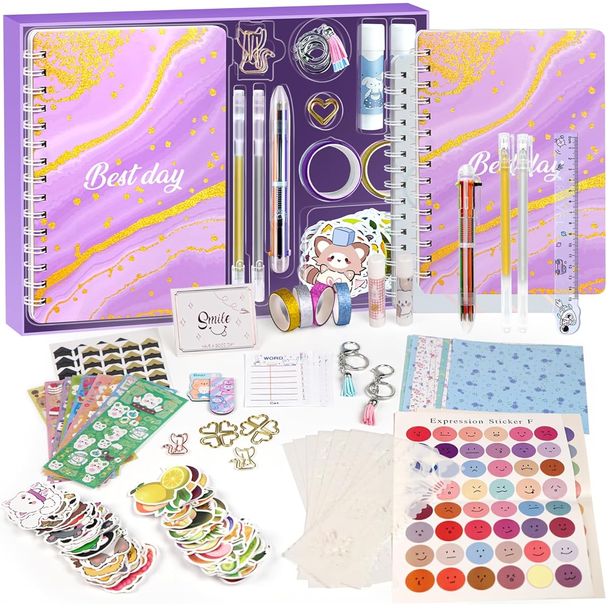 DIY Journal Kit for Girls, Perfect Gift for Girls Ages 8-14, Cool Birthday Gift Ideas for Teen Girls, Fun Cute Art & Craft Supplies for Tweens & Teenagers Kids, Scrapbook & Diary Supplies Set
