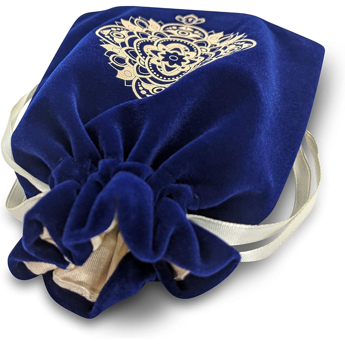 Miriyan Spiritual Mandala Tarot & Dice Bag I Velvet & Satin Drawstring Pouch for Tarot & Oracle Cards, D&D, Dungeons and Dragons Accessories, Runes & Jewelry I Travel Gift Bag (Blue)