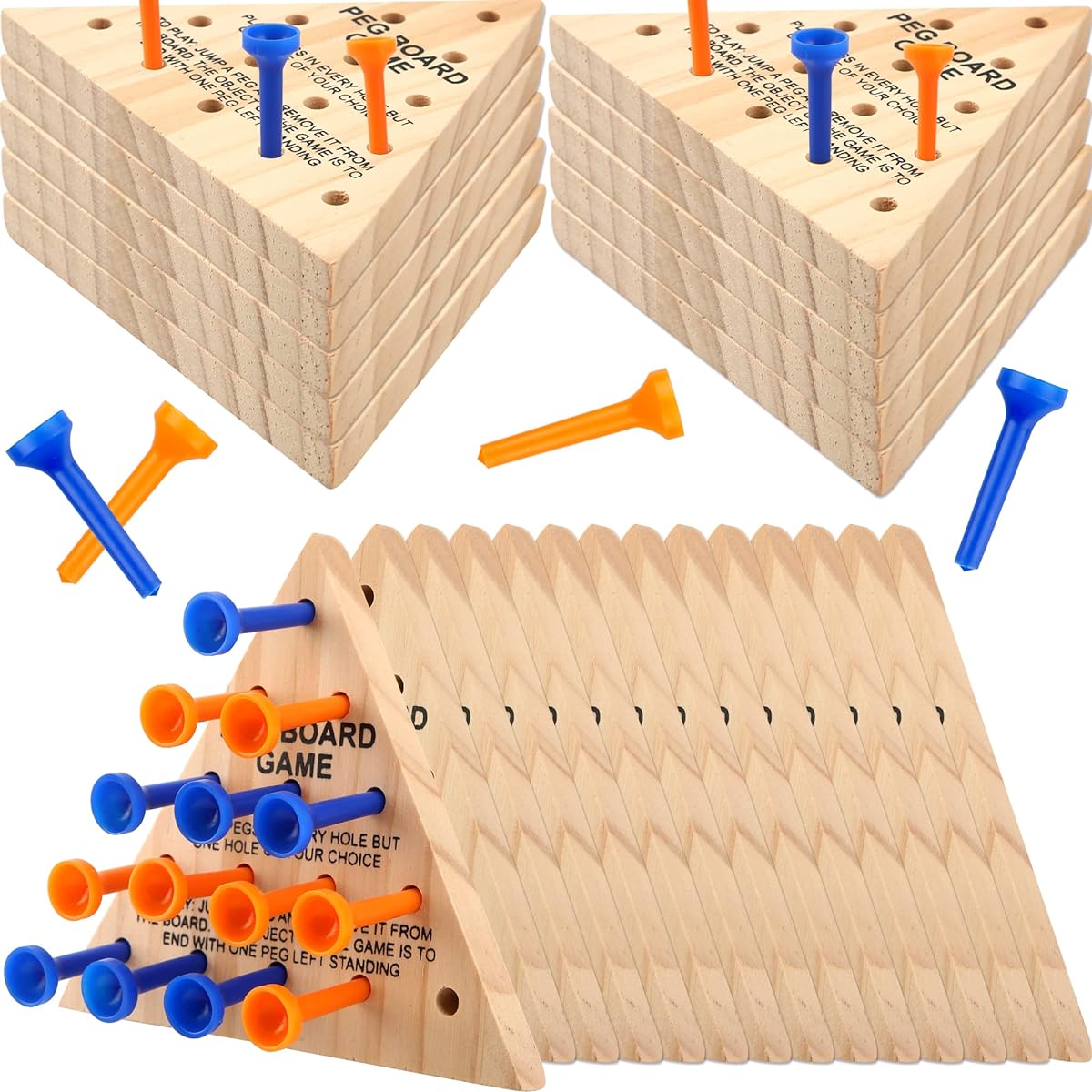 Haconba Wooden Peg Game, Tricky Triangle Game, Family Wooden Board Game, Wooden Puzzle, Strategy Toy, Family Travel, Gathering, Teens, Adults, Pack of 30