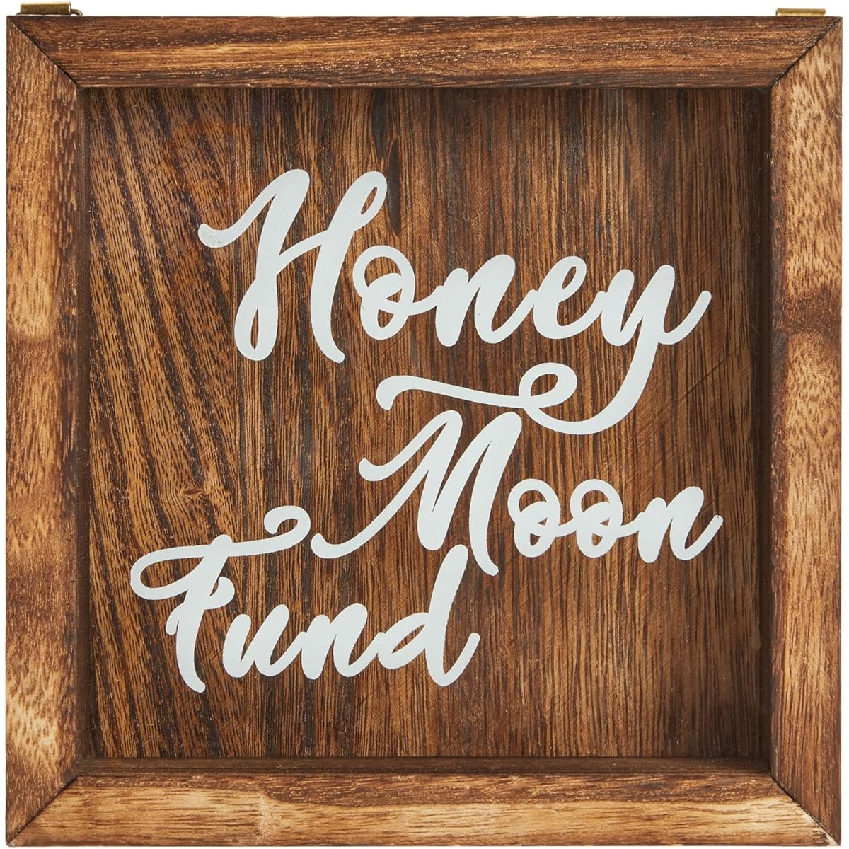 Wooden Honeymoon Fund Box Wedding Gift Shadow Piggy Bank Rustic Home Decor Supplies (7 x 7 inches)
