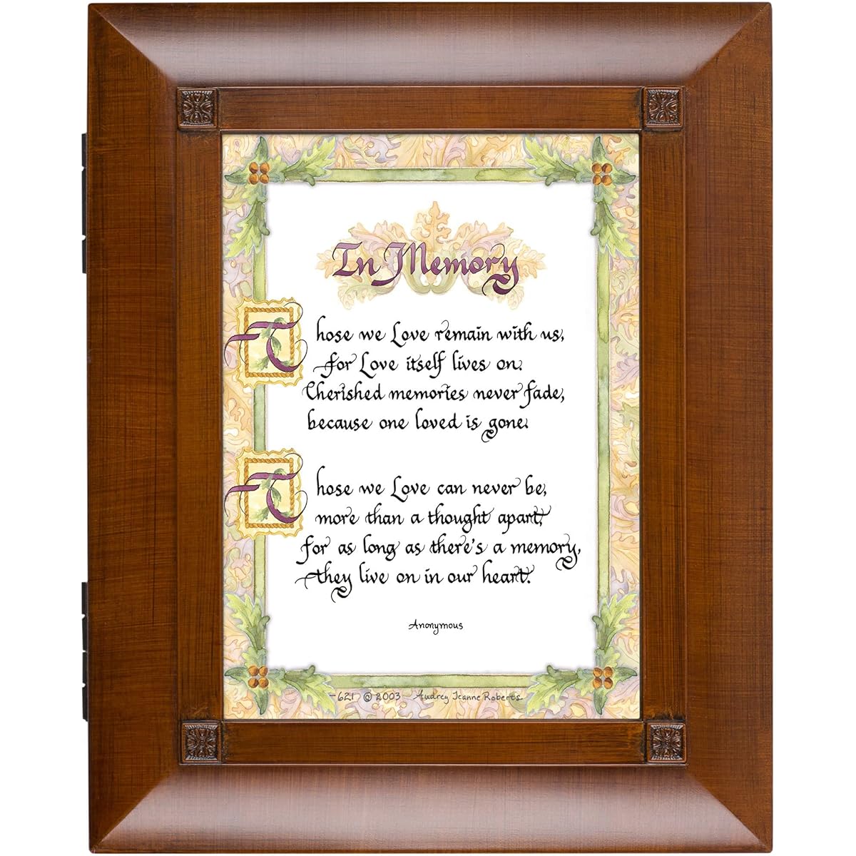 In Memory Cottage Garden Woodgrain Rememberance Keepsake Box