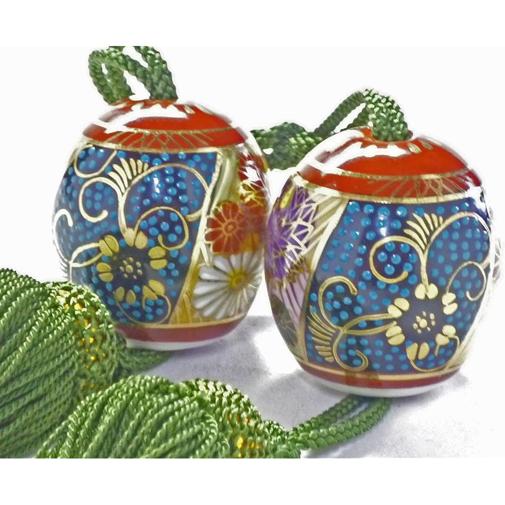 Kutani ware [Fuchin] Blue grain & gold flower filling heart