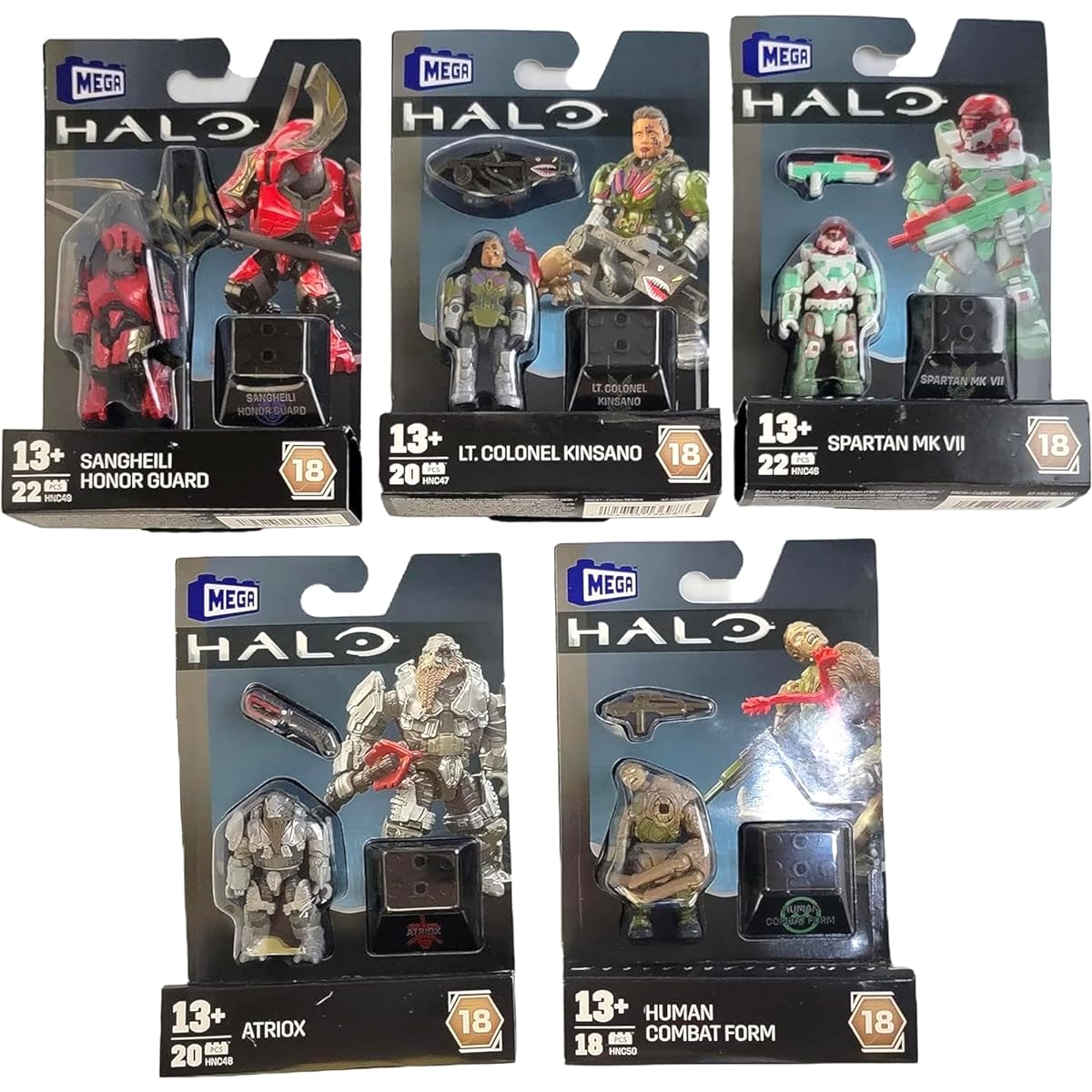 Mega Construx Halo Heroes Series 18 Buildable Action Figures DKW59-963H Released Set of 5