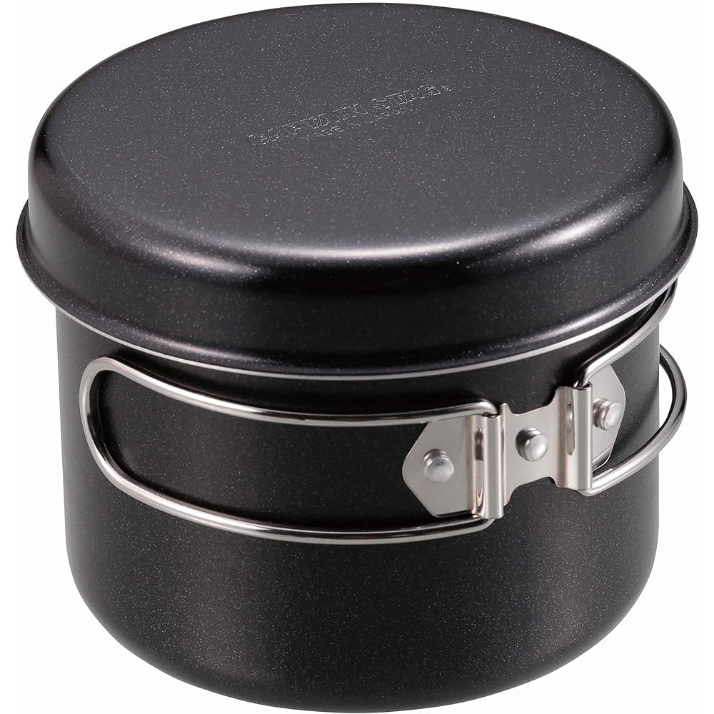 CAPTAIN STAG Cooker Pot Aluminum Cartridge Cooker Full Water Capacity 850ml Storage Bag Included Made in Japan Tsubame Sanjo Black UH-4110
