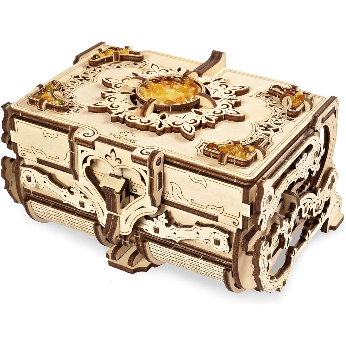 UGEARS Amber Box 3D Wooden Puzzle Wooden Model Kit for Adults and Teens - Exclusive Amber Box, Great Birthday or Christmas Gift