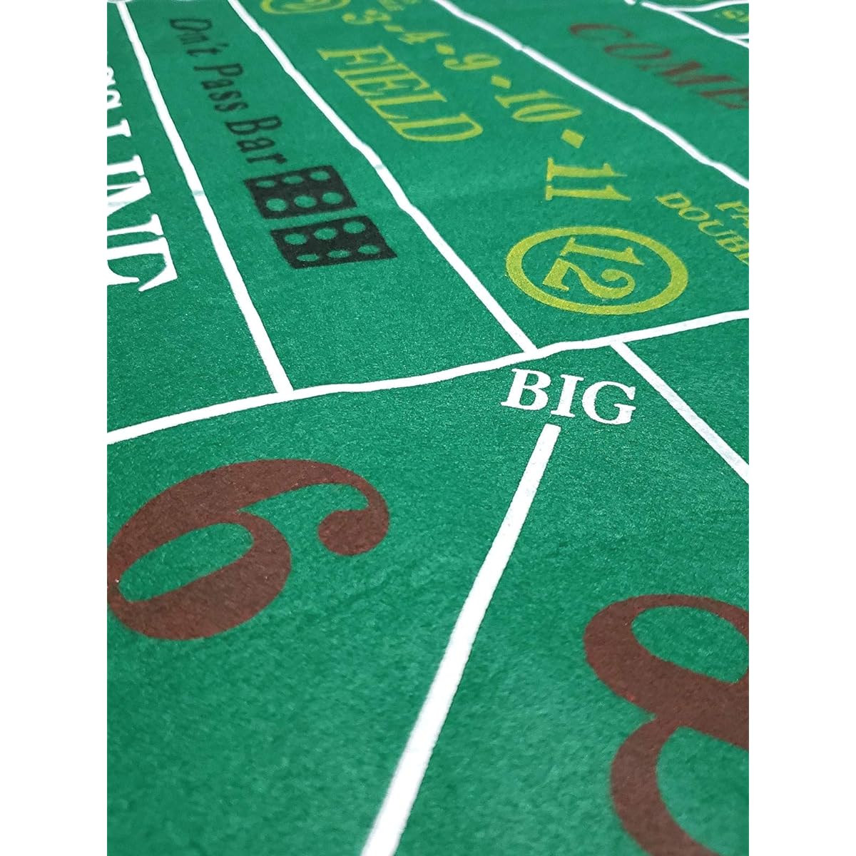 Craps & Texas Hold'em Poker Layout Double Sided Reversible Premium Felt 6' x 3'